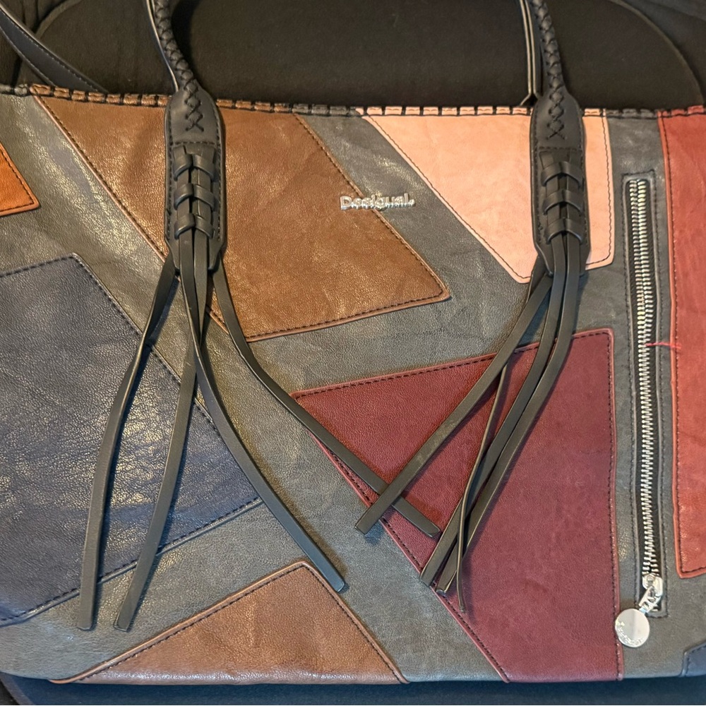 Desigual Multicolor Patchwork Tote With Black Acc… - image 7